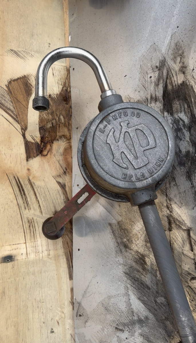 Vintage K-P barrel pump after laser restoration